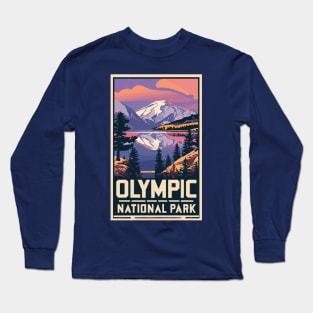 A Vintage Travel Art of the Olympic National Park - Washington - US Long Sleeve T-Shirt